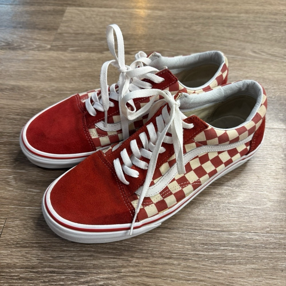 VANS Old Skool Checkered Board Red Mens 9 Skate Shoes Sneakers